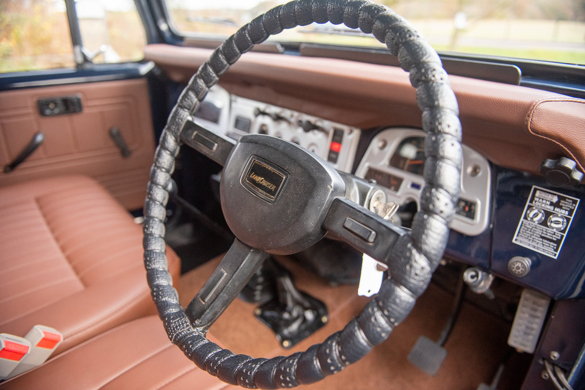 Restored 1983 Toyota BJ40 Land Cruiser in Royal Blue Custom Brown Leather Interior with Bulk New Interior Accessories and New Upholstery