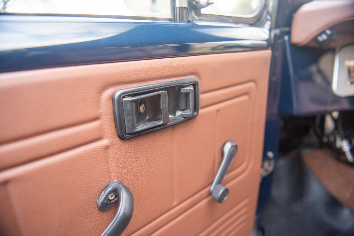New Brown Door Trim of Restored 1983 Toyota BJ40 Land Cruiser Diesel B Series  Engine in Royal Blue