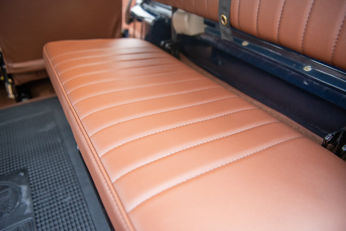 Well-detailed Custom Brown Leather Seats of 1983 Toyota BJ40 Land Cruiser Diesel Engine Restored by Hogg & Swan