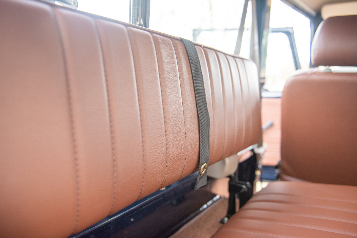 Well-detailed Custom Brown Leather Seats of 1983 Toyota BJ40 Land Cruiser Diesel Engine Restored by Hogg & Swan