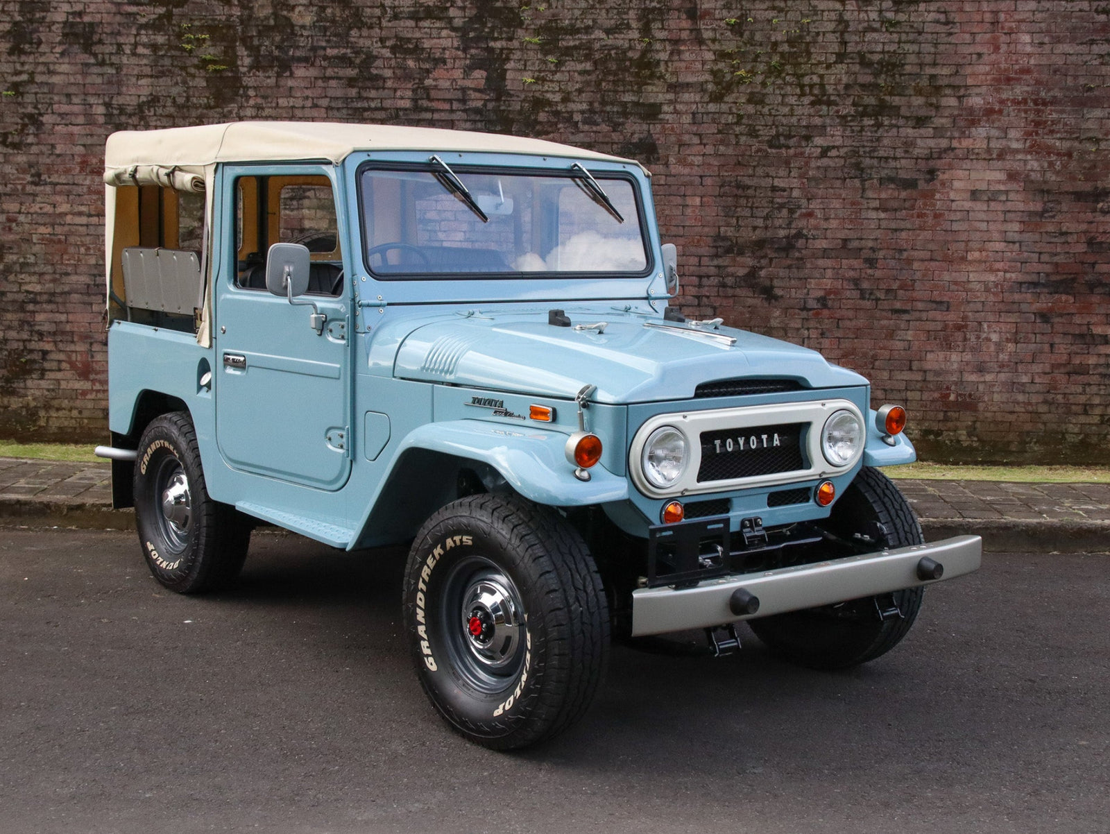 Classic Toyota 40 Series 1970 Toyota FJ40 Land Cruiser Canvas Top in Blue Nut and Bolt Restoration Newly Restored by Hogg & Swan