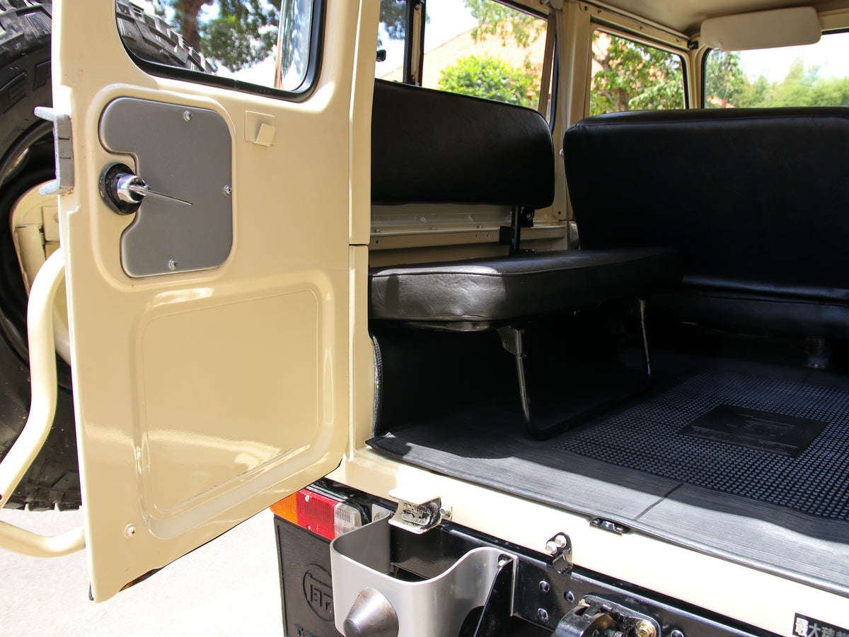 Beige 1980 Toyota FJ40 Land Cruiser with Bulk New Zinc Hardware and Accessories Restored by Hogg & Swan