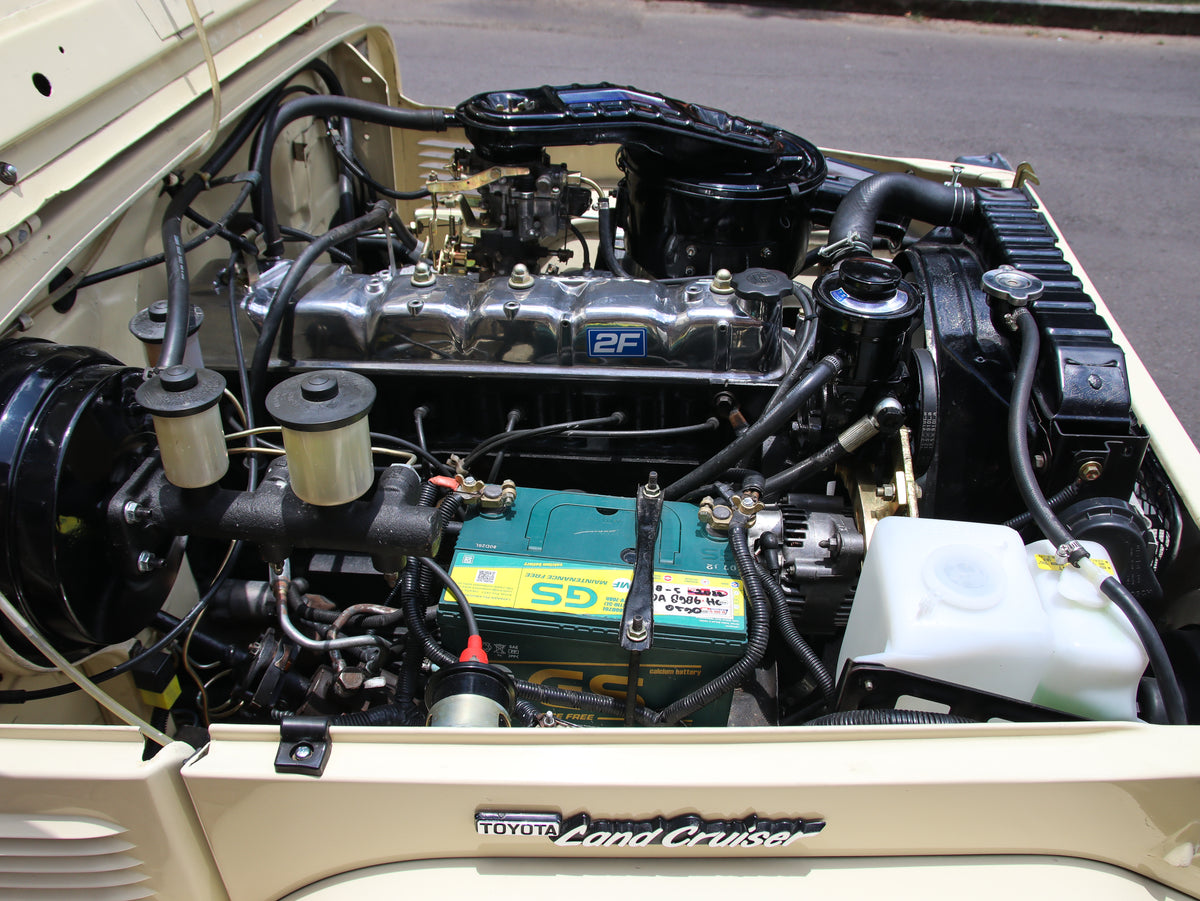 Original 2F Engine Overhauled of Beige 1980 Toyota Jeep FJ40 Land Cruiser Restored by Hogg & Swan
