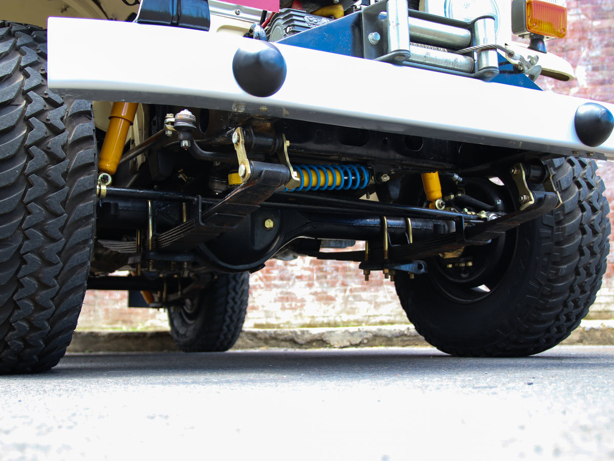 Classic 40 Series Toyota FJ40 Land Cruiser in Beige with Upgraded Suspension Restored by Hogg & Swan