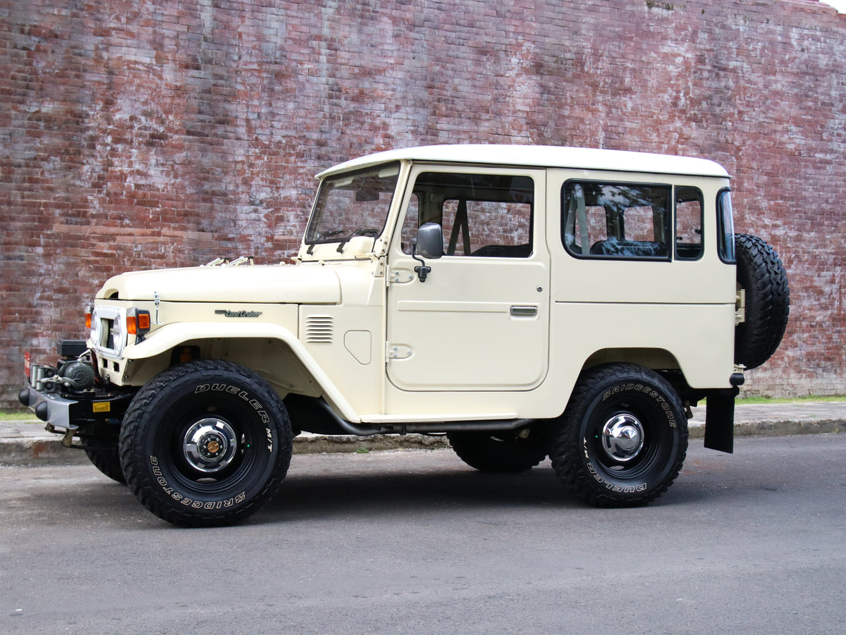 Classic 40 Series Toyota FJ40 Land Cruiser in Beige with Classic Tyres and Ironman Winch