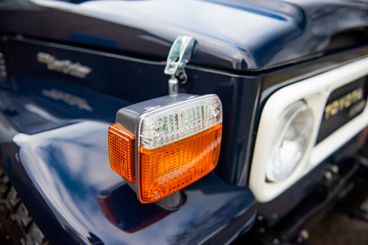 Vintage 40 Series Toyota BJ40 Land Cruiser Diesel with All New Genuine Toyota Parts Including New Genuine Headlights, Taillights, Front Signal Lamps, Spotlights, Reflector, Mirrors, and Toyota Badges
