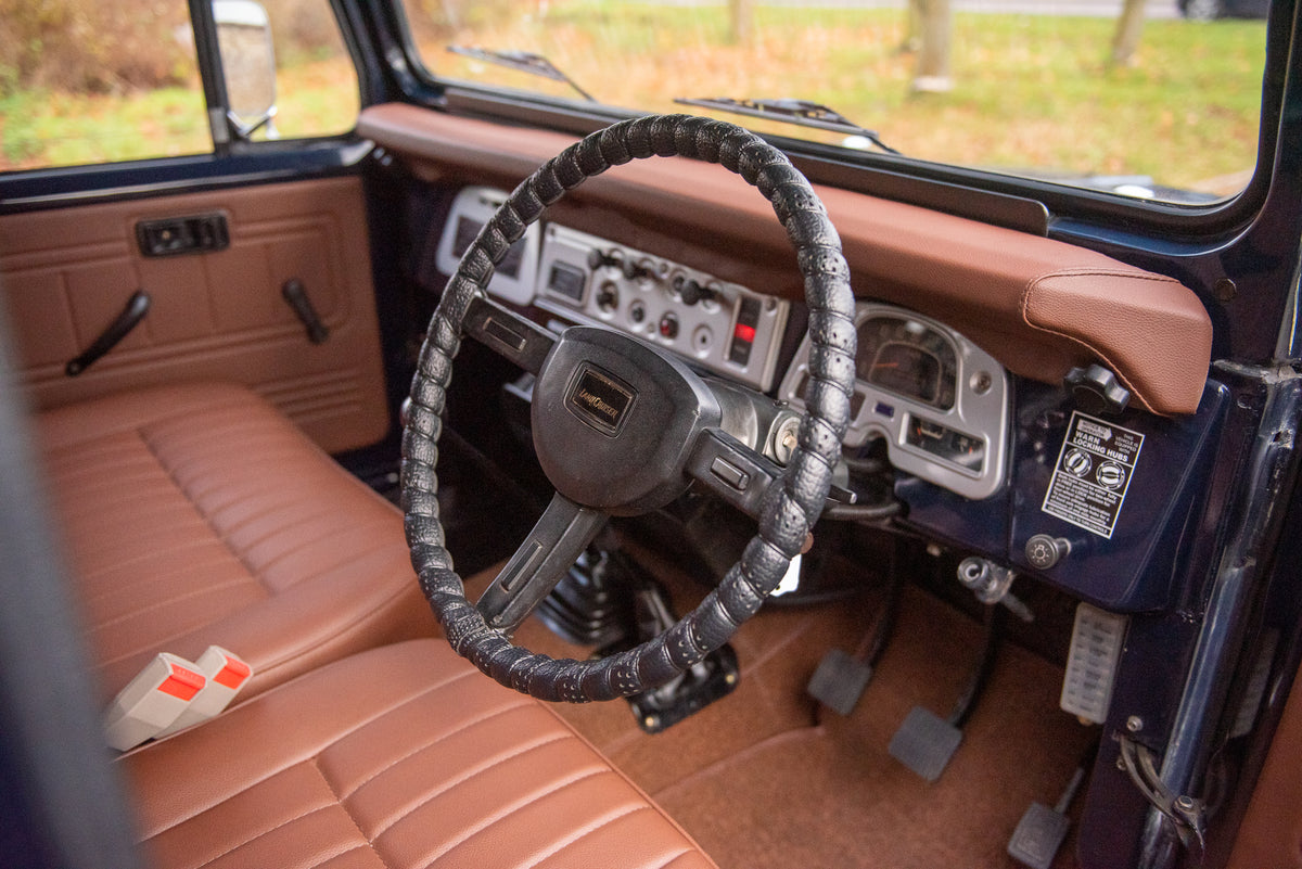 Royal Blue 1983 Toyota BJ40 Land Cruiser Diesel with Custom Brown Leather Interior and Bulk New Interior Accessories 