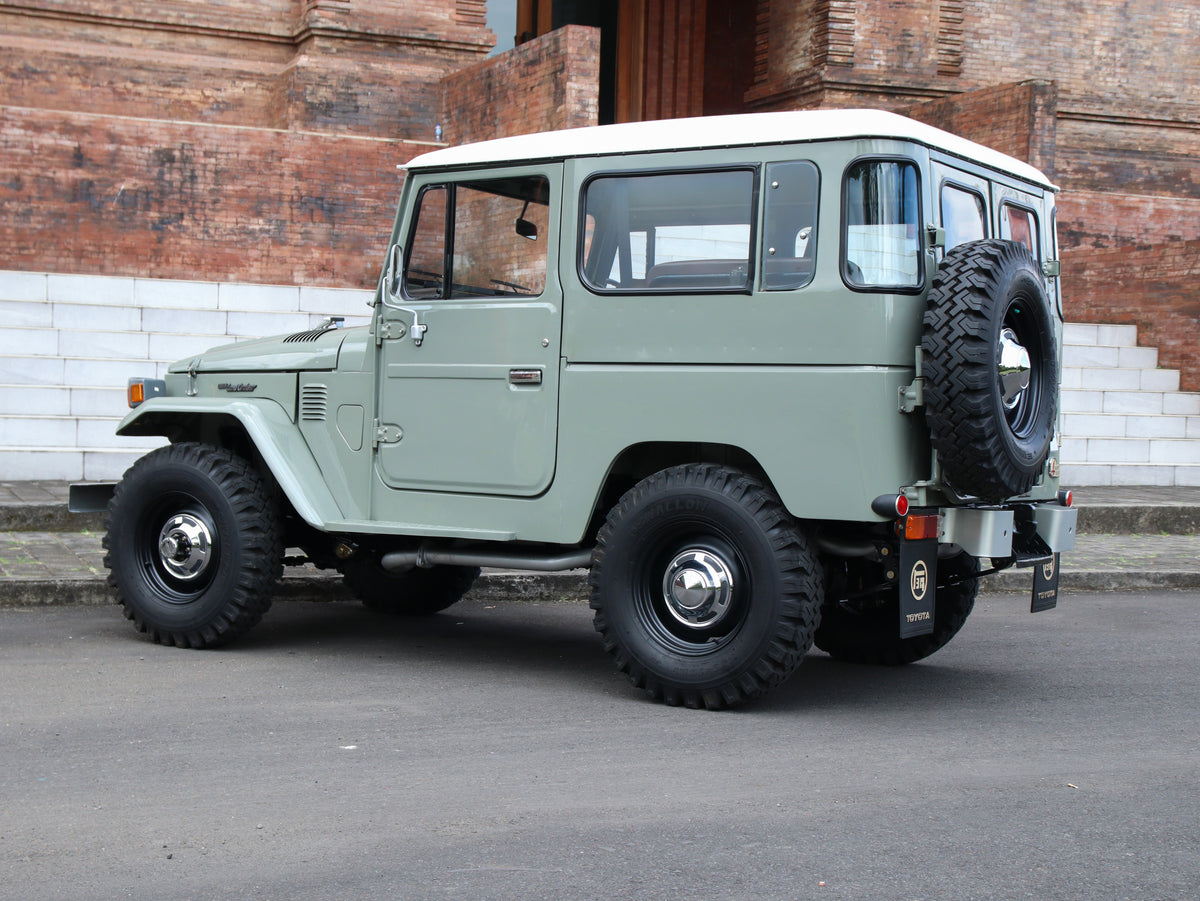 Vintage 40 Series Toyota FJ40 Land Cruiser in Grey with Classic Swallow Tyres Restored by Hogg & Swan