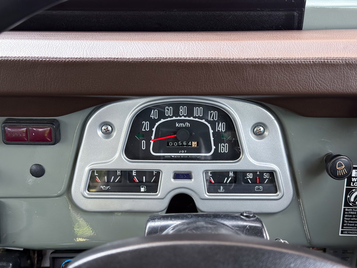 Grey 1979 Toyota FJ40 Land Cruiser Custom Brown Interior with New Speedo Cluster Restored by Hogg & Swan