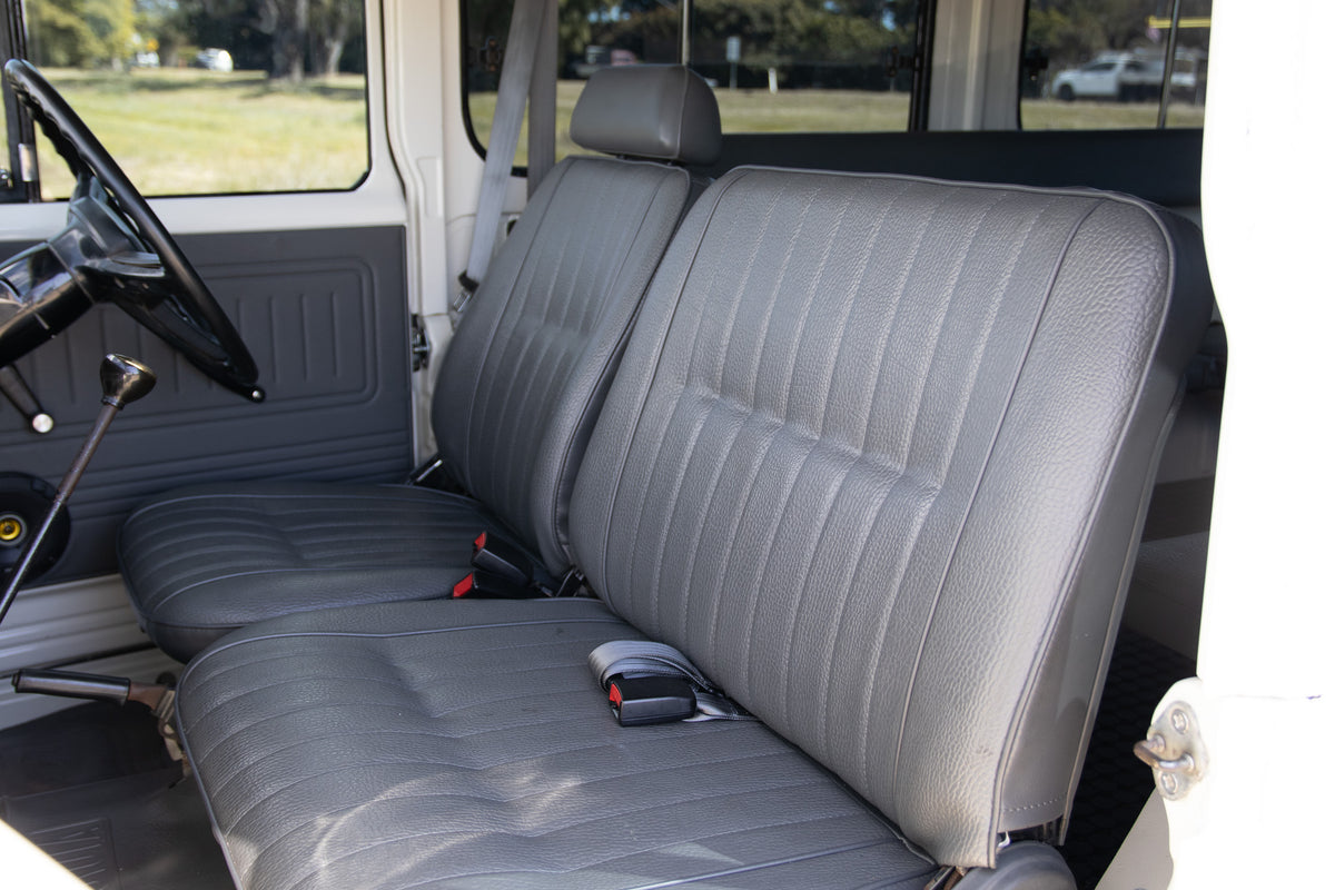 Restored White 1982 Toyota FJ45 Land Cruiser Reupholstered Gray Interior For Sale